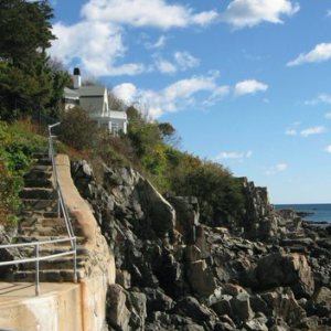 Cliff Walk in York Maine a walkway along the shore of york maine leading up to a residence