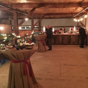 Holiday Events an image of the barn lit up and decorated for the christmas holiday for an event