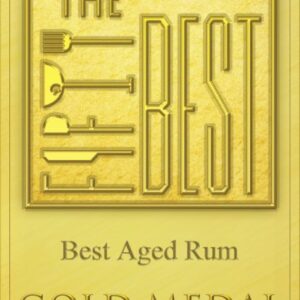 a gold graphic awarding the best aged rum with a gold medal 2017